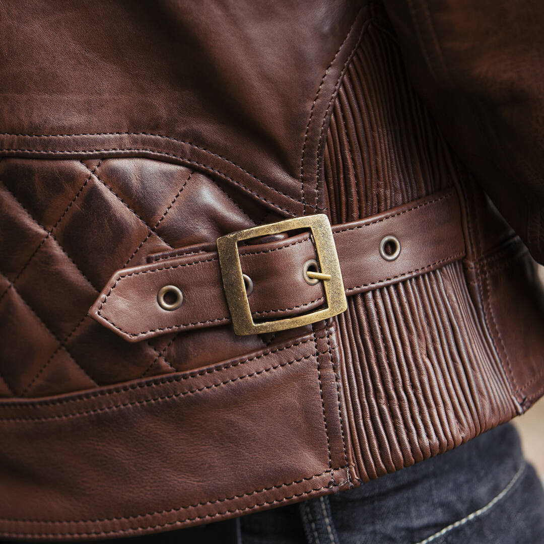 Merlin Chester D3O Cafe Motorcycle Leather Jacket brown 4XL Figure 4