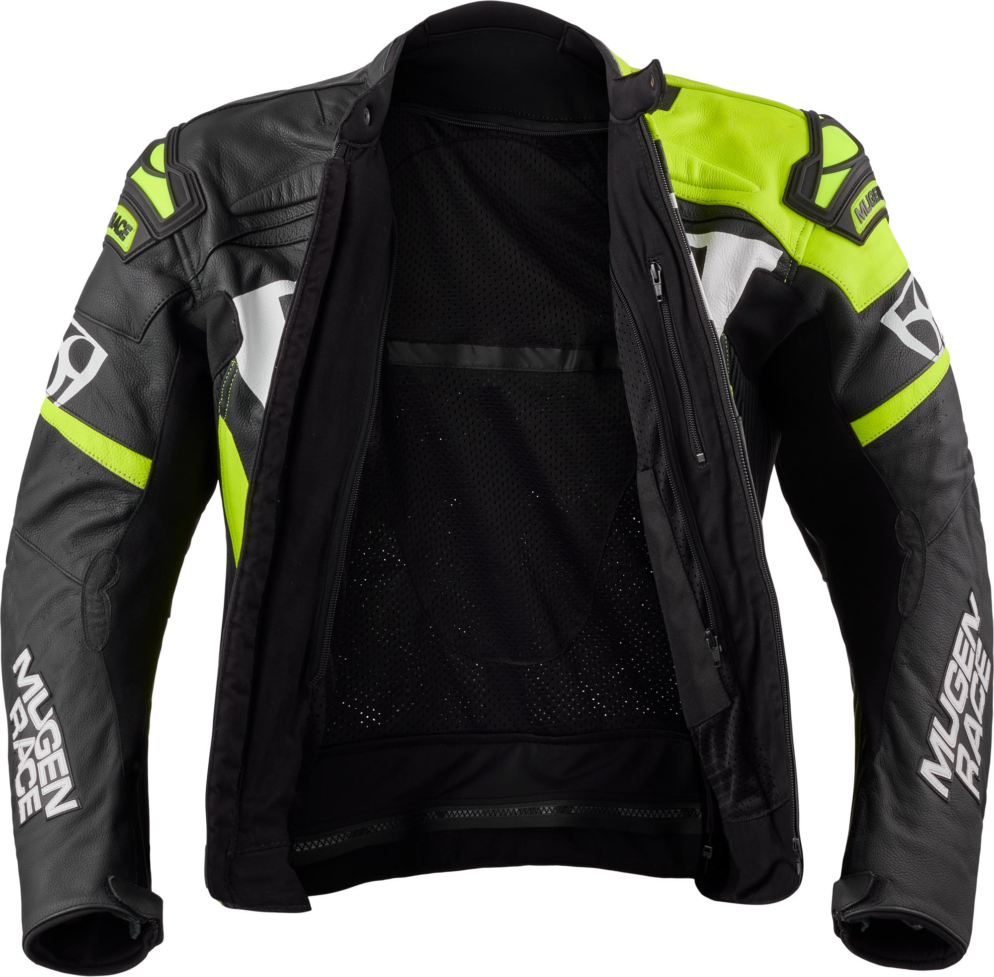MUGENRACE Aggressore Motorcycle Leather Jacket black/white/neon-yellow 56 Figure 3