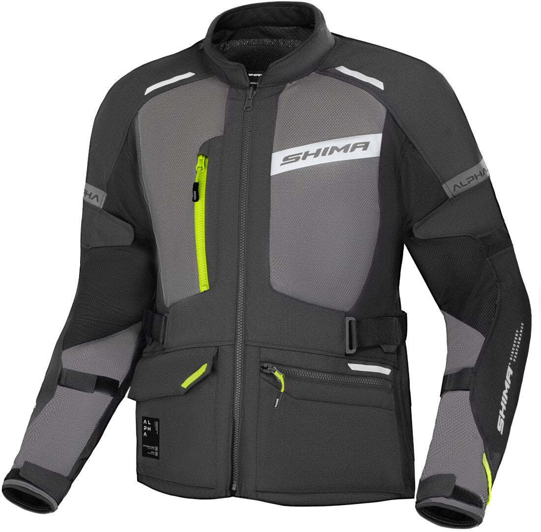 SHIMA Alpha waterproof Motorcycle Textile Jacket black/grey/yellow 3XL Figure 1