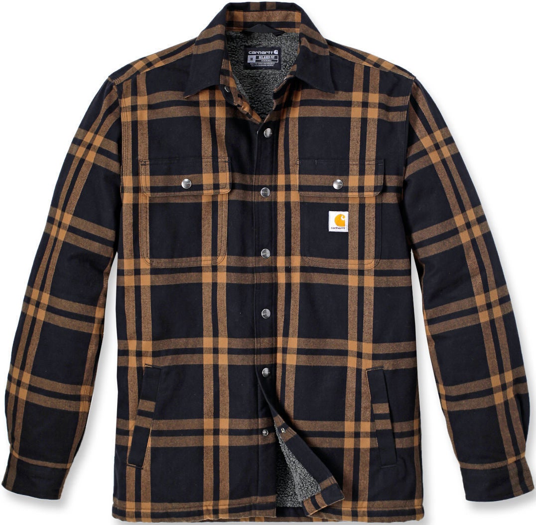 Carhartt Relaxed Fit Flannel Sherpa Lined Camisa preto/marrom L Figura 1