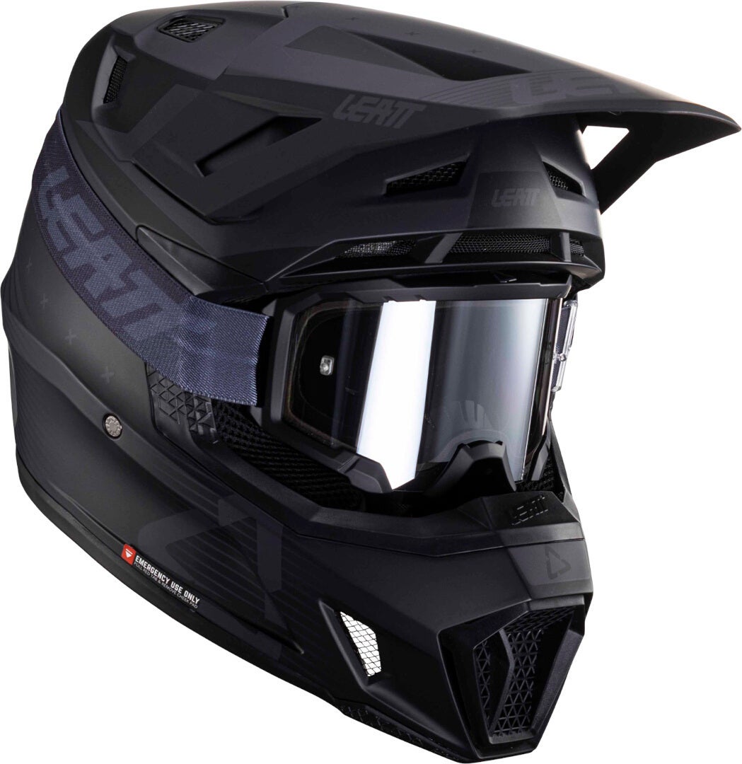 Leatt Men's Black/Grey 7.5 V24 Stripes Motocross Helmet With Goggles