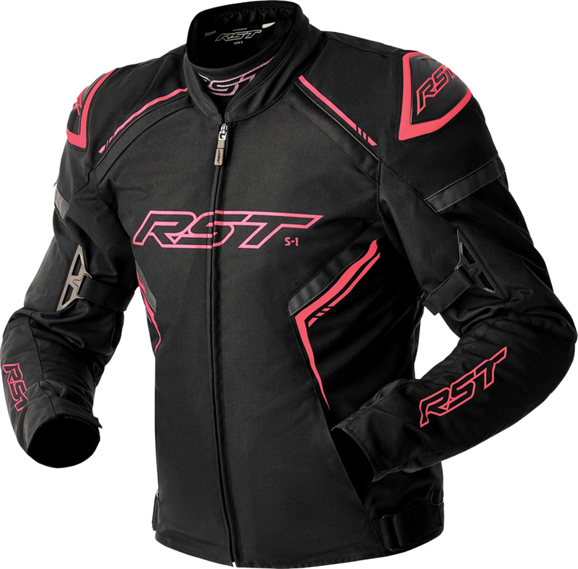 RST S1 D3O Chaqueta impermeable para motocicletas negro/rosa 20 Figura 1