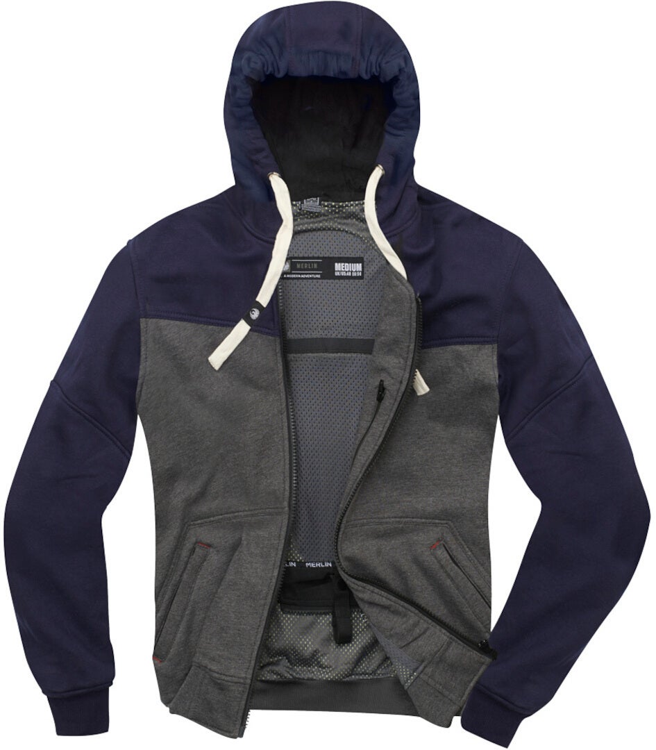 Merlin Hurley Giacca con cappuccio con zip da moto grigio/blu M Figura 4