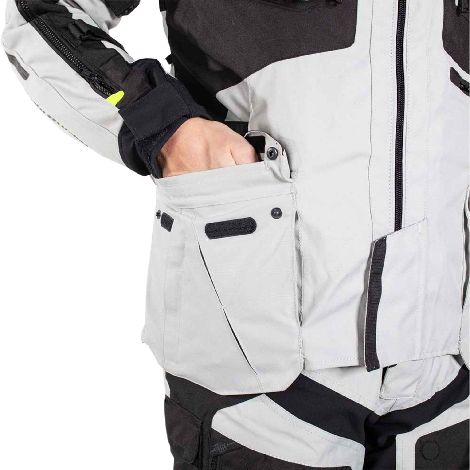 Rusty Stitches Cliff Veste textile imperméable à l’eau pour moto Gris clair/Noir M Figure 3