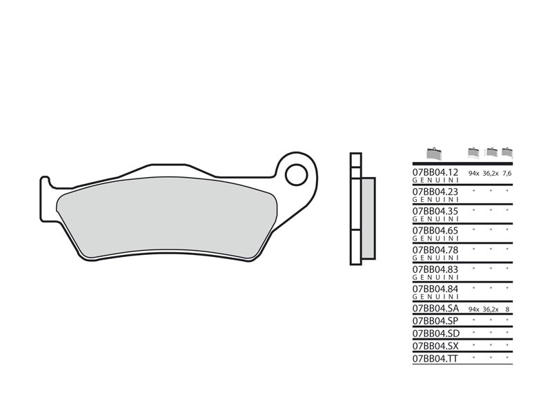 Brembo S.p.A. Vägbromsbelägg sintrad metall - 07BB04LA Figur 2