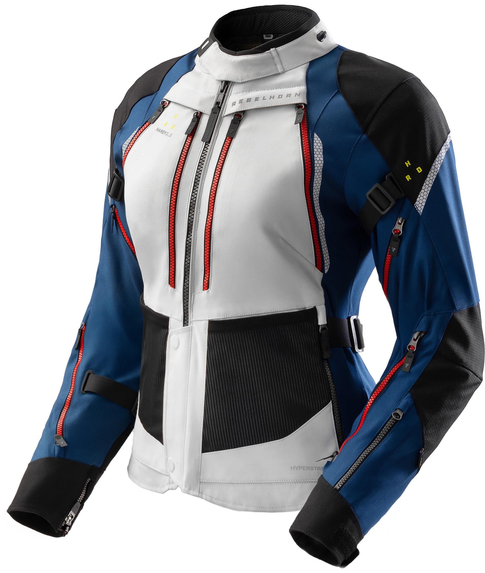 Rebelhorn Hardy 3.0 waterproof Ladies Motorcycle Textile Jacket grey/blue/red L Figure 1