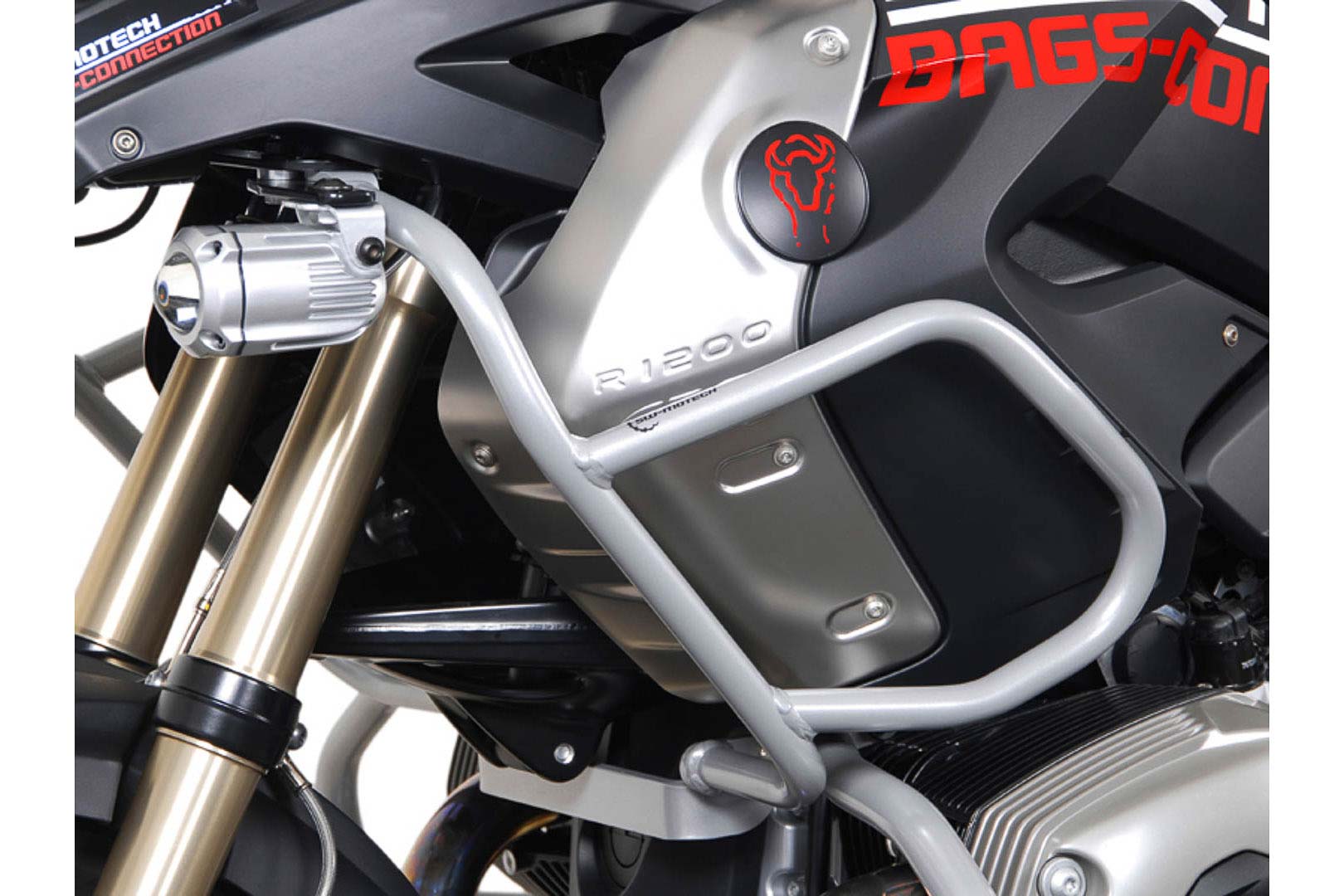 SW-Motech Övre kraschstång - Silver. BMW R1200GS (08-12). Endast med cras bar. Figur 1