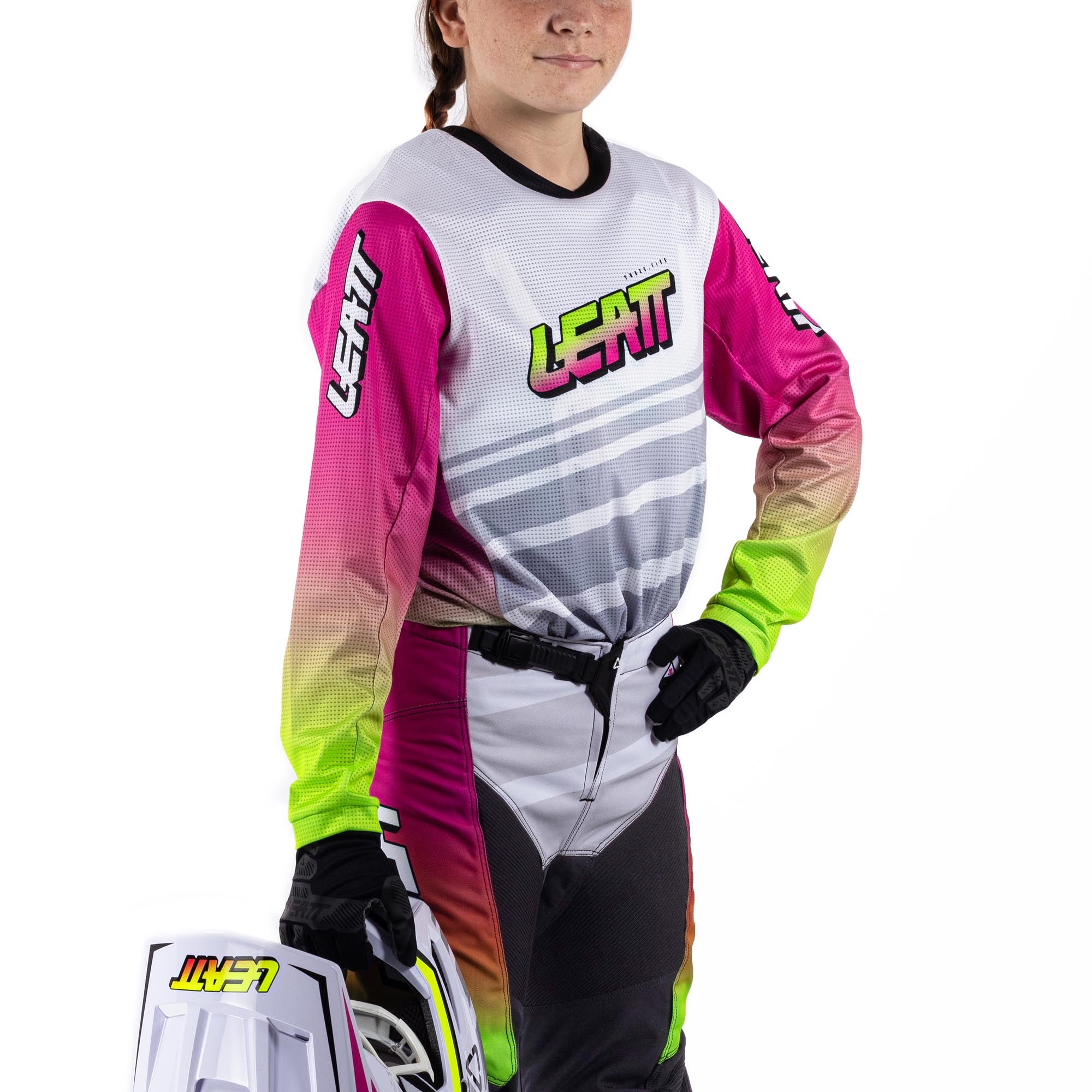 Leatt Moto Ride Kit 3.5 V26 Set di maglie e pantaloni da motocross giovanile bianco/rosa/giallo XL Figura 3