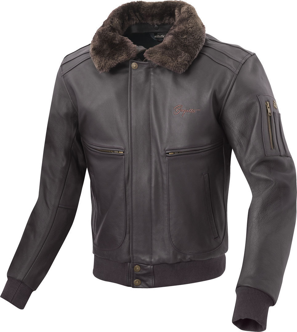 Bogotto Aviator Jachetă de piele de motocicletă Maro închis 48 Figura 1