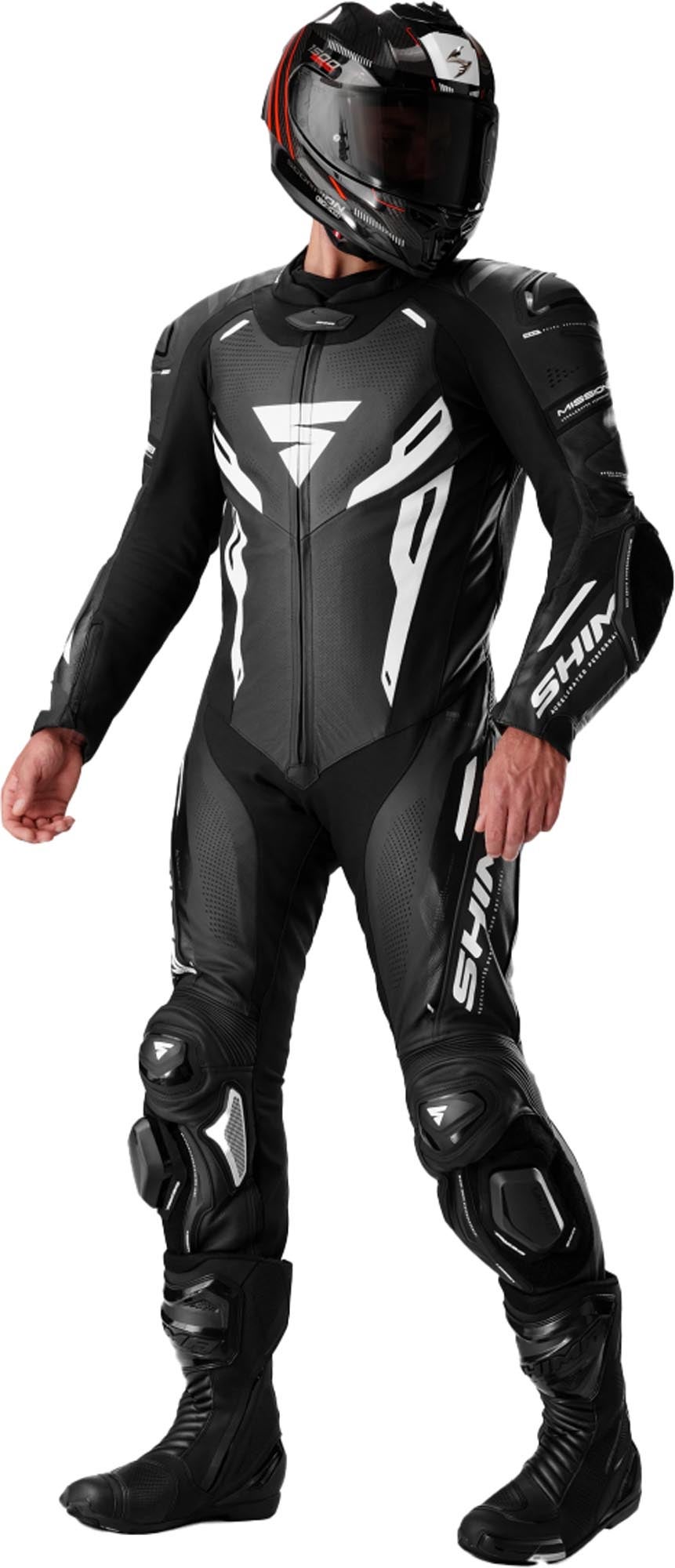 SHIMA Mission RS One Piece Motorcycle Leather Suit black/white 46 Figure 3