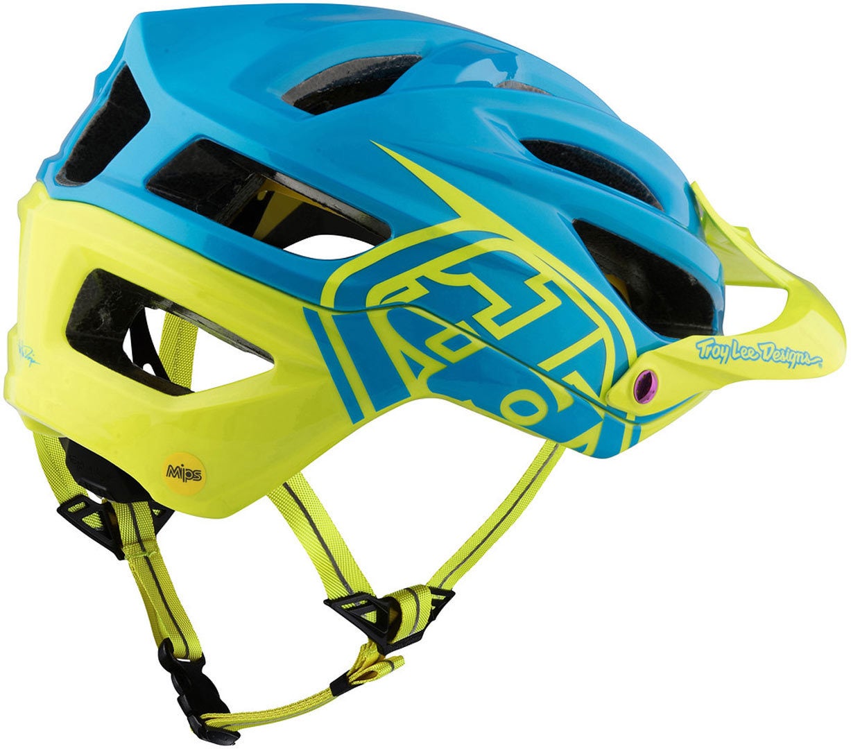 Troy Lee Designs A2 MIPS Decoy Helm van de Akel blauw/geel M/L Figuur 3