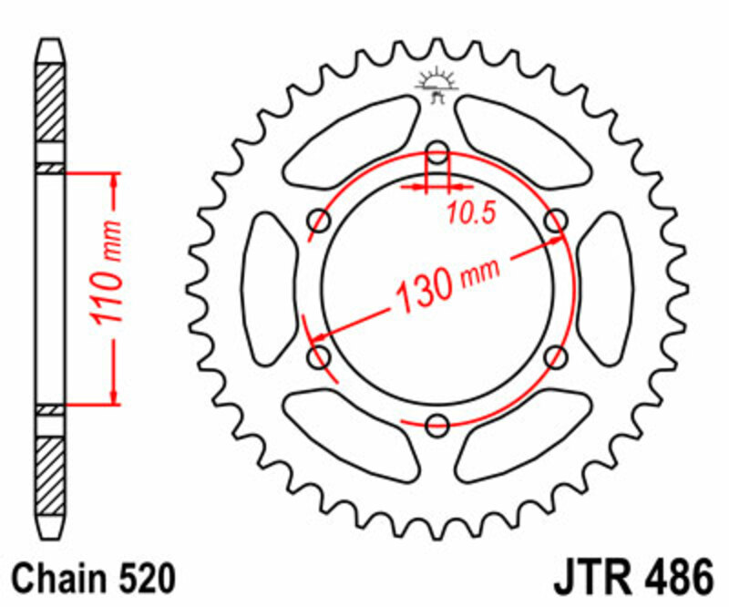 JT SPROCKETS Couronne acier standard 486 - 520 Figure 2