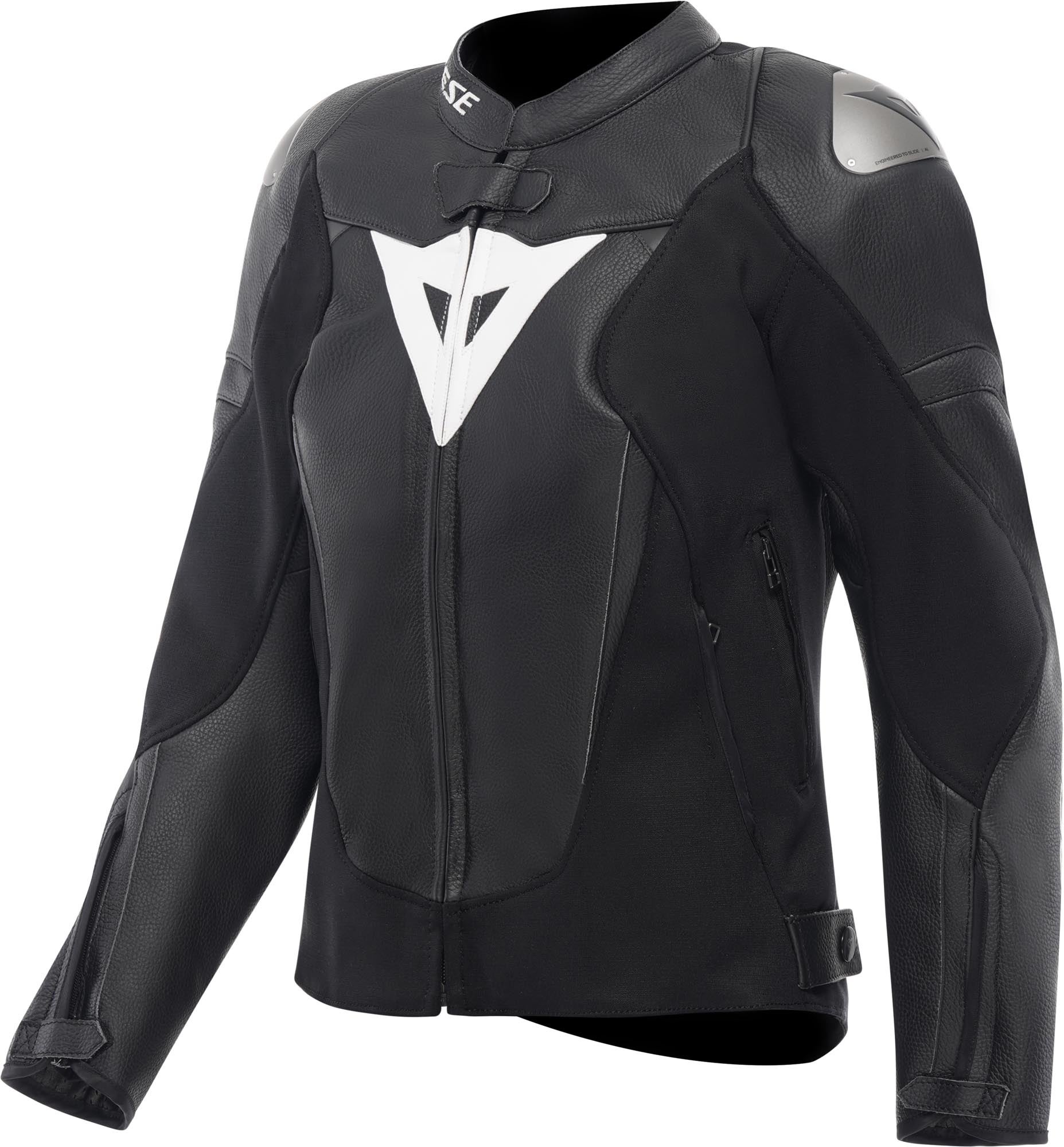 Dainese Avro 6 Veste en cuir moto pour femmes Noir/Noir/Blanc 38 Figure 1