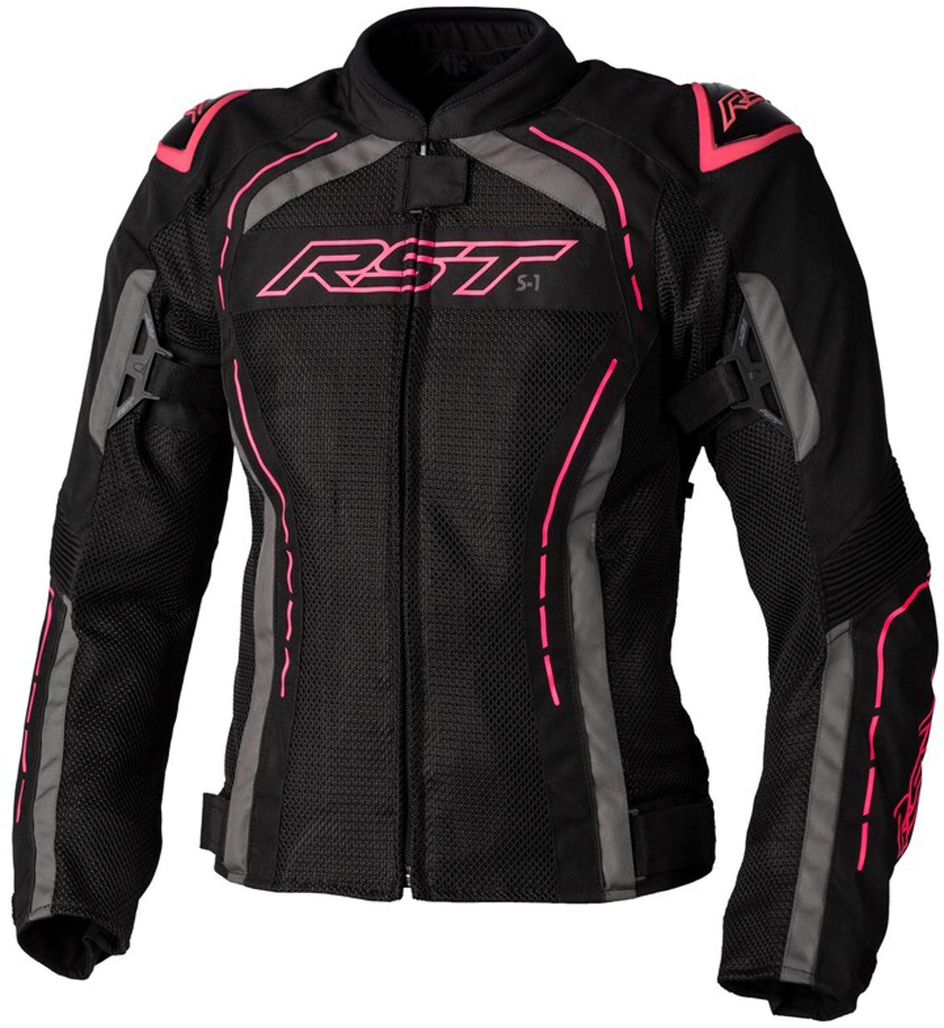 RST S-1 Mesh Ladies Motorcycle Textile Jacket black/hotpink L Figure 1