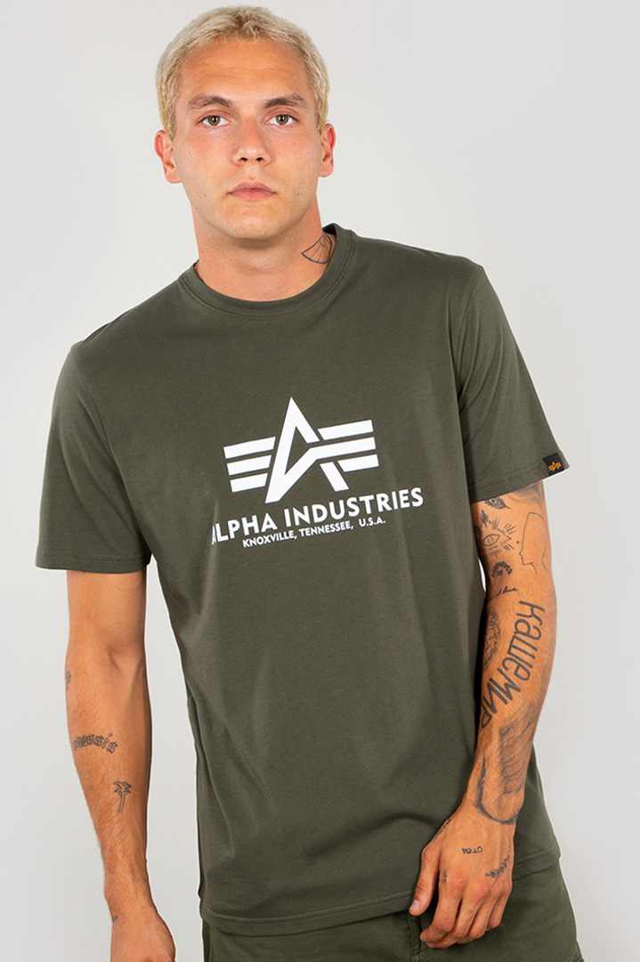 Alpha Industries Basic T-Shirt green/white S Figure 1