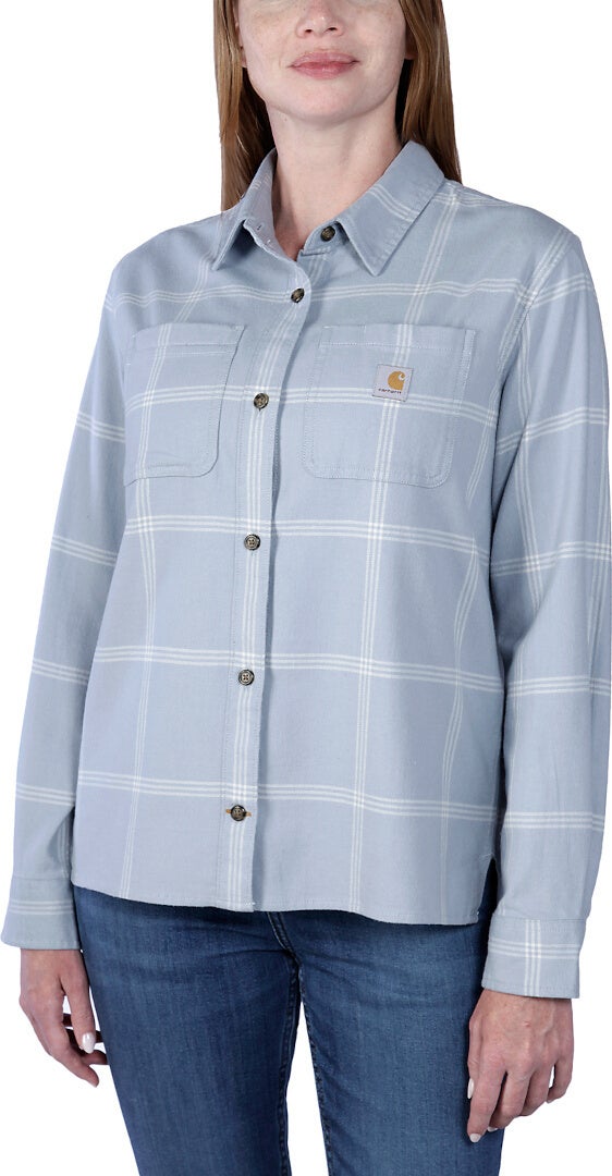 Carhartt Loose Fit Midweight Flannel Damen Hemd hellblau M Abbildung 3