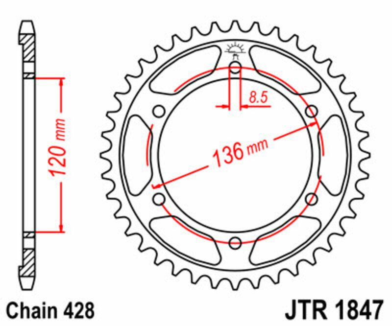 JT-DRIVHJUL Standard stålkrona 1847 - 428 Figur 2