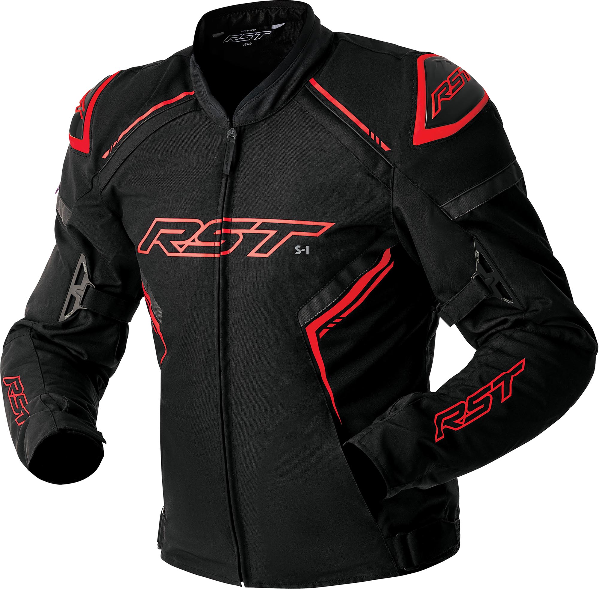 RST S1 D3O wasserdichte Motorrad Textiljacke schwarz/rot 54 Abbildung 1