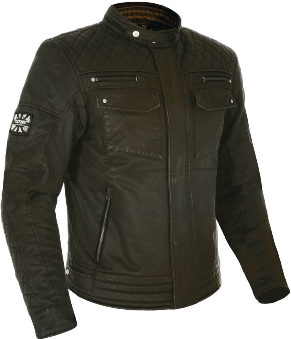 Oxford Hardy Wax Motorcykel textil jacka mörkgrön 4XL Figur 1
