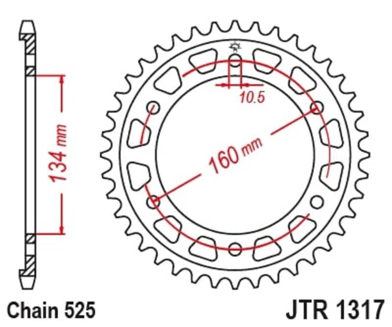 JT-DRIVHJUL Bakdrev stål standard - 525 Figur 2