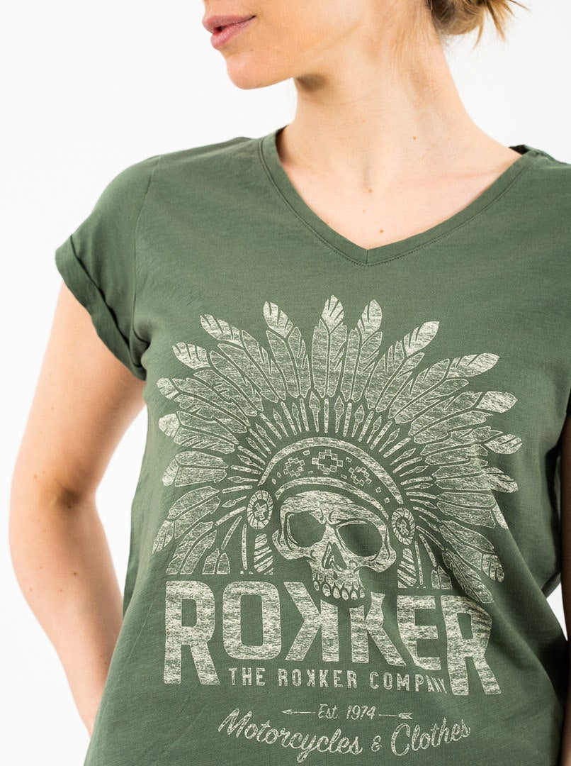 Rokker Indian Bonnet T-shirt da donna oliva S Figura 5