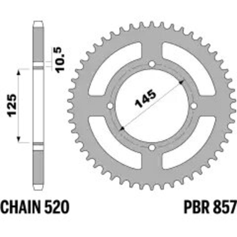PBR Rear Sprocket Steel Standard - 520 Figure 1