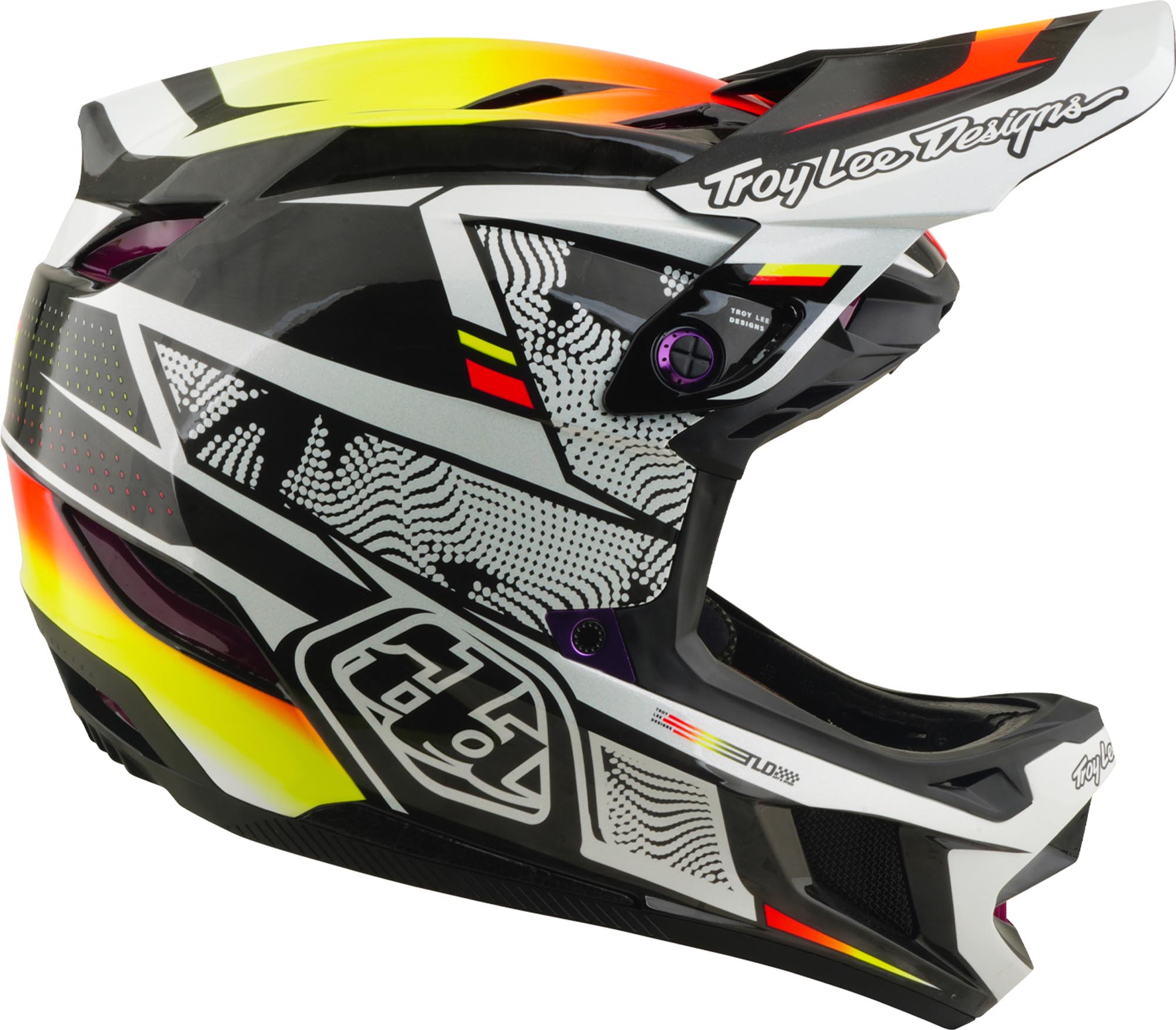 Side view of Troy Lee Designs D4 Carbon MIPS Lined Up Downhill Helmet