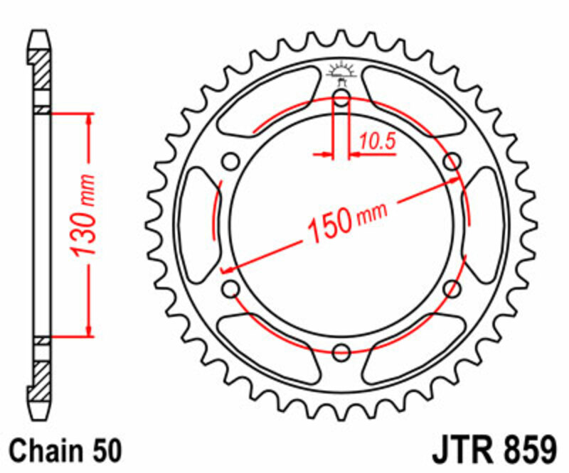 JT SPROCKETS Standard stålkrona 859 - 530 Figur 2