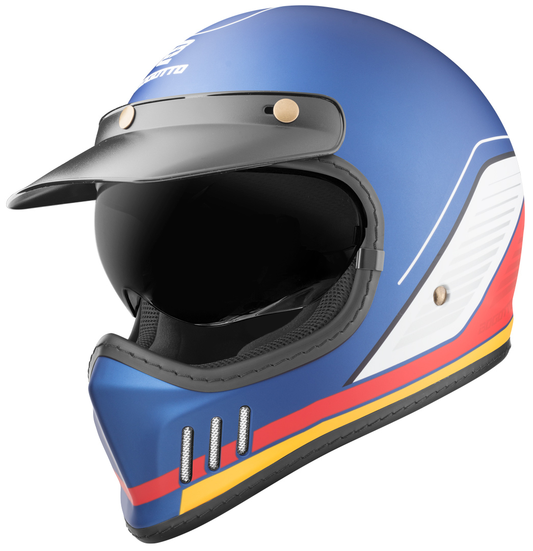Bogotto FF980 EX-R Caferacer Cross Hjälm blå/röd/vit XS Figur 2