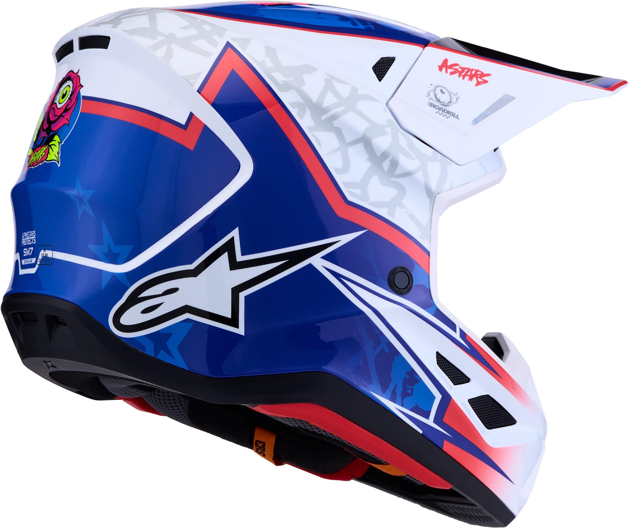 Alpinestars S-M7 Blaster Motocross Helm weiß/blau/rot glossy M (57/58) Abbildung 4