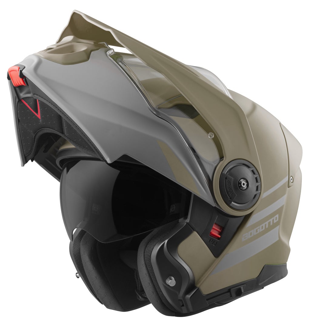 Side view of Bogotto FG-102 Duo Fiberglass Enduro Flip-Up Helmet