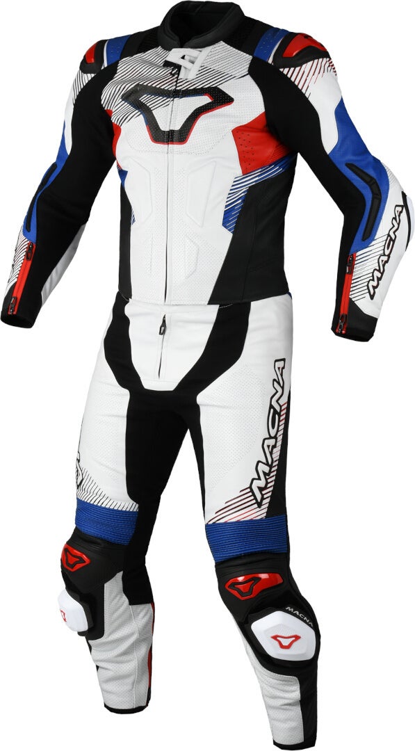 Macna Armadyl perforated Two Piece Motorcycle Leather Suit white/blue/red 52 Figure 1