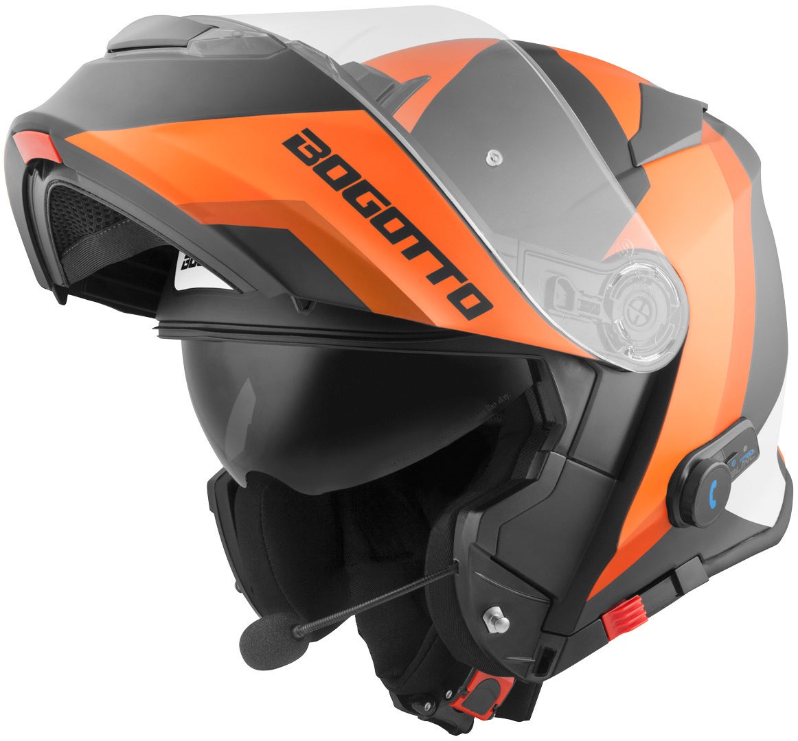 Bogotto V271 BT Zabu Bluetooth hjelm sort mat/orange S Figur 1