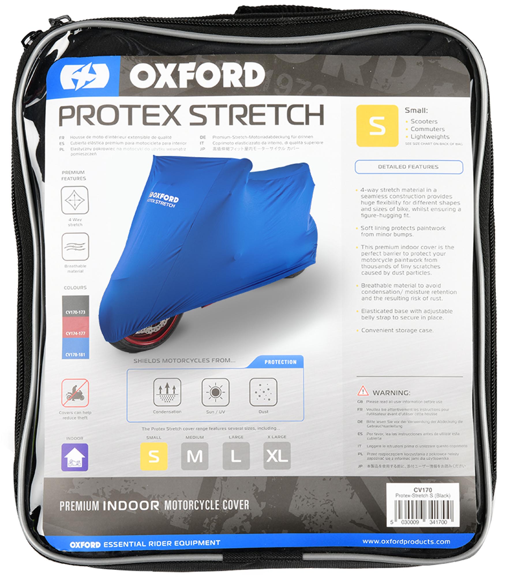 Oxford Protex Stretch-Fit Premium Couverture intérieure de moto bleu S Figure 5