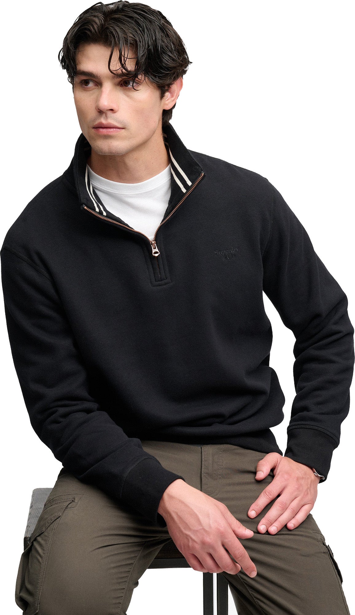 Superdry & Co Essential Serif Logo Half-Zip Sweatshirt schwarz XL Abbildung 4