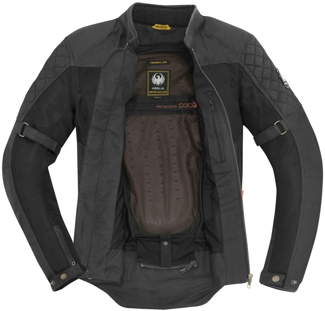 Side view of Merlin Chigwell Lite Motorcycle Waxed Jacket