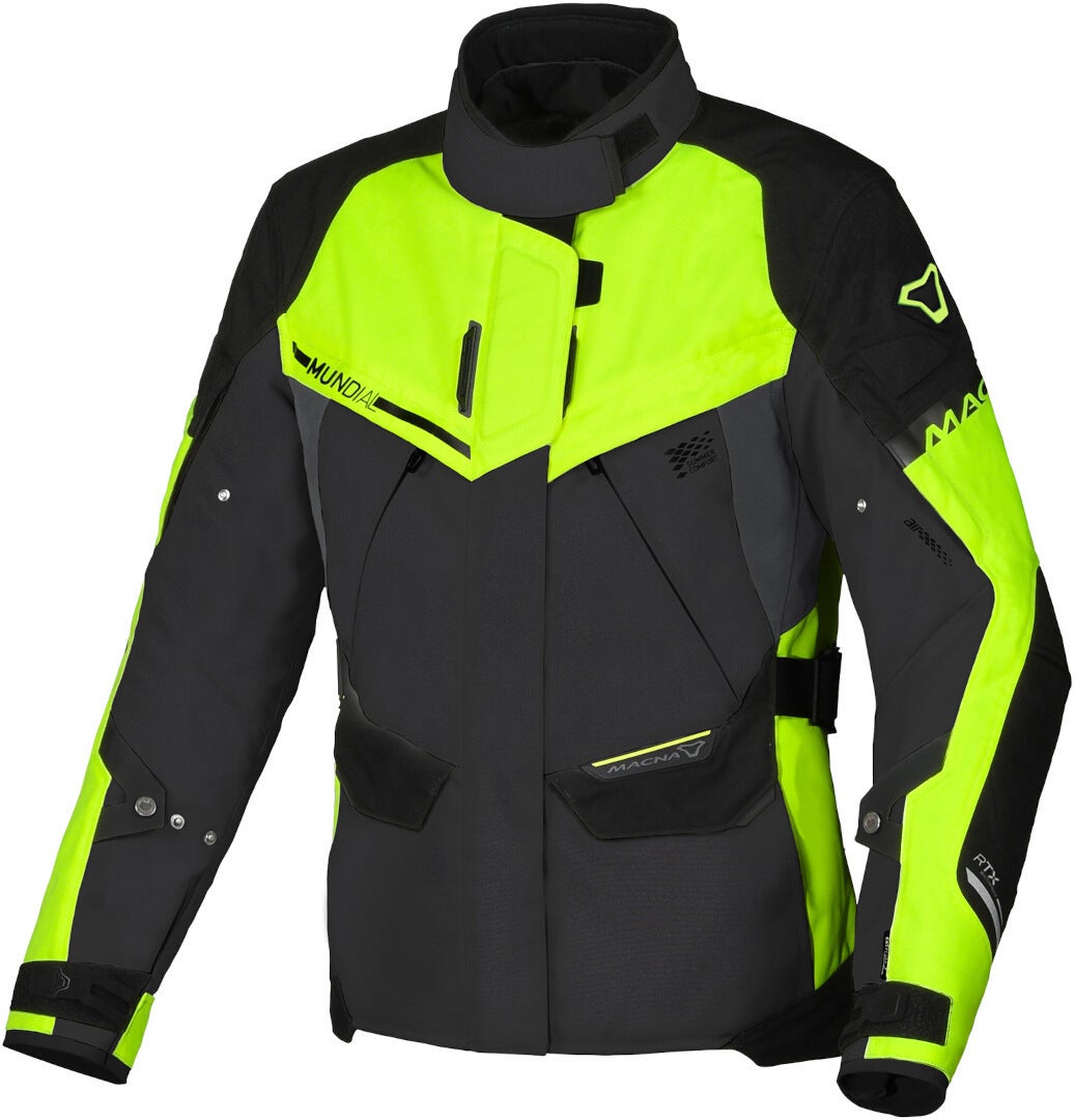 Macna Mundial veste textile de moto pour dames imperméable à l’eau gris/jaune S Figure 1