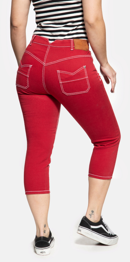 Queen Kerosin Betty Capri Blugi pentru doamne roșu 26 Figura 2