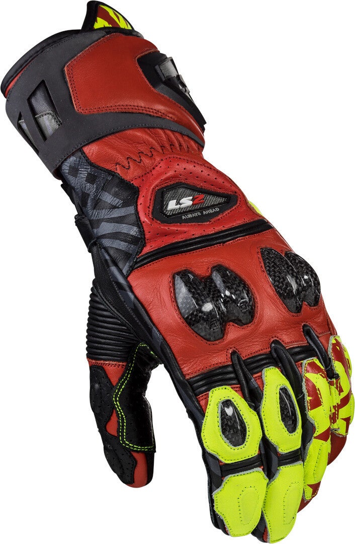 LS2 Feng Guanti da moto rosso/nero/giallo M Figura 1