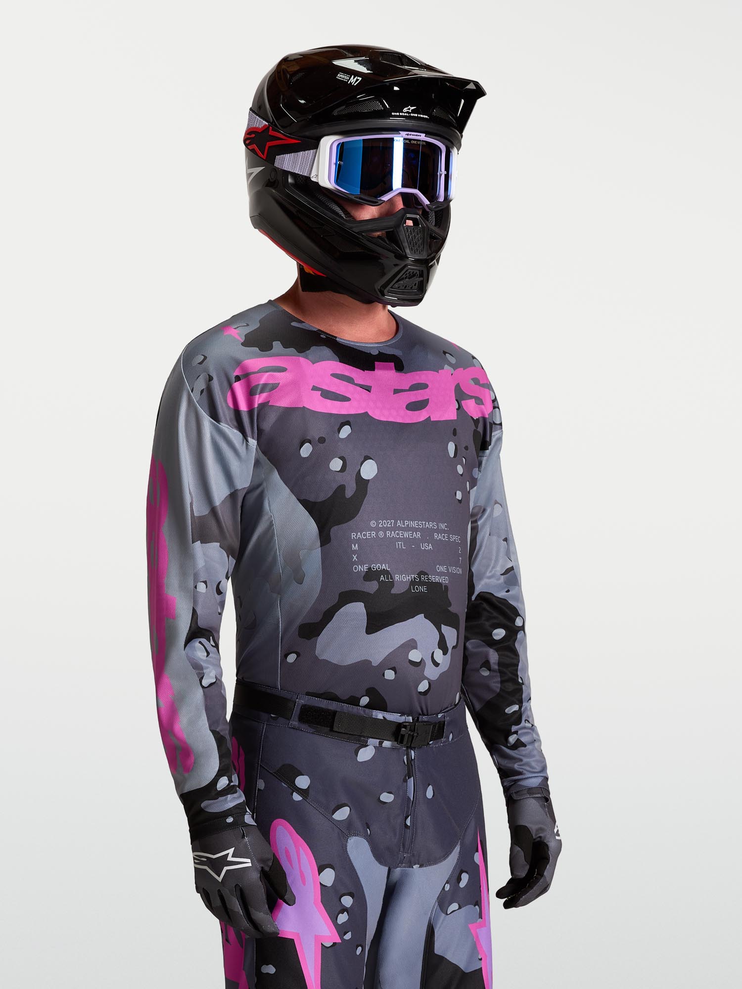 Alpinestars Racer Lone Motocrosstrøje grå/lilla M Figur 4