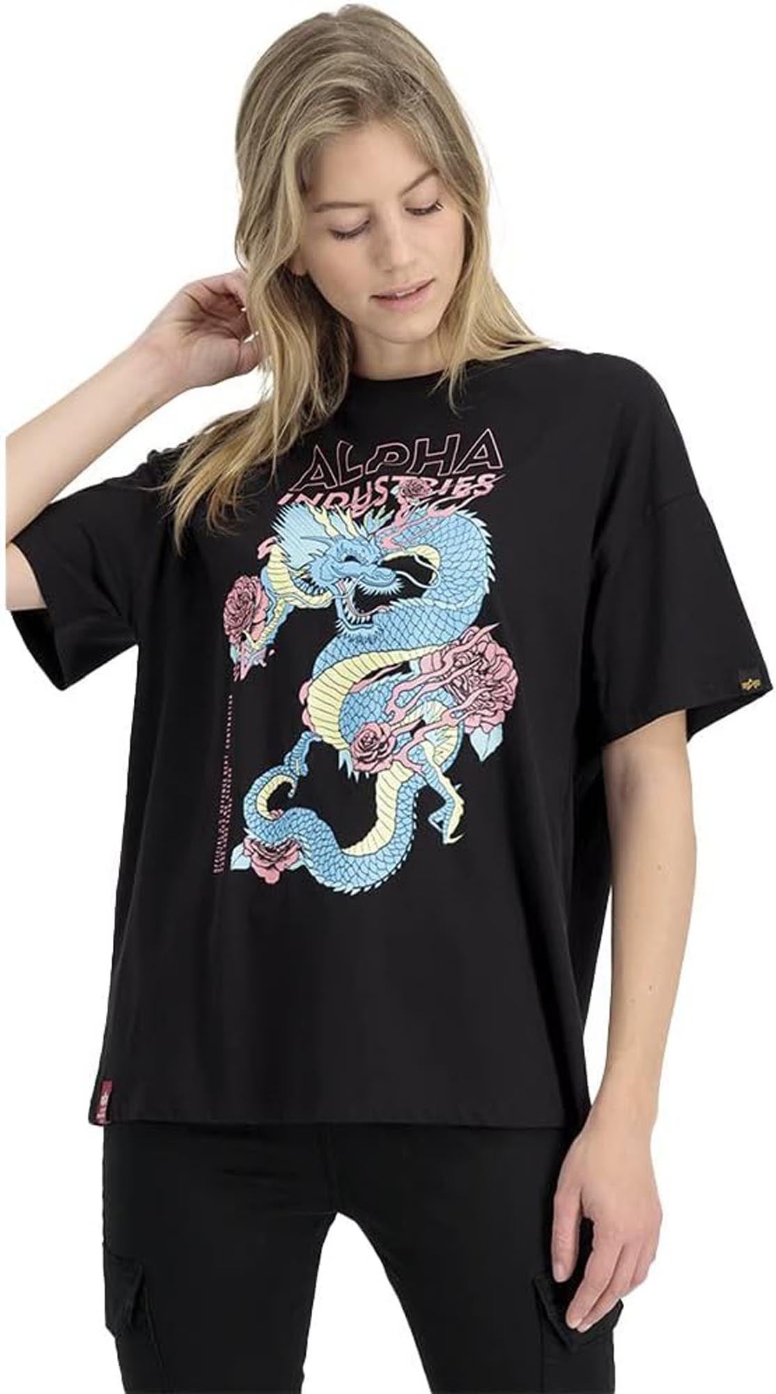Alpha Industries Heritage Dragon OS Camiseta de damas negro XS Figura 1