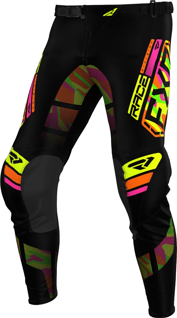 FXR Podium 2025 Unge Motocross Bukser sort/gul/grøn 24 Figur 1