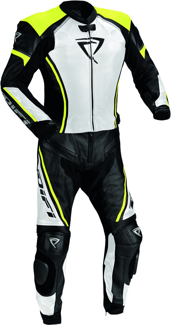 DIFI Suzuka Two Piece Motorcycle Leather Suit black/white/yellow 60 Figure 1