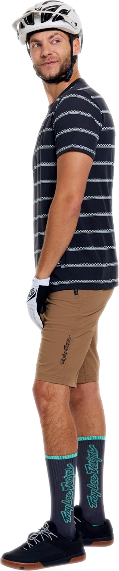 Side view of Troy Lee Designs Skyline Ride Checked Out Short Sleeve Bicycle Jersey