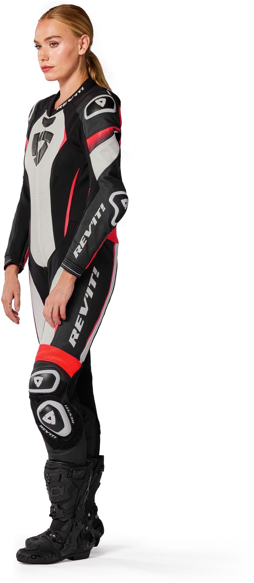 Revit Xena 4 Ladies One Piece Motorcycle Leather Suit white/red 46 Figure 4