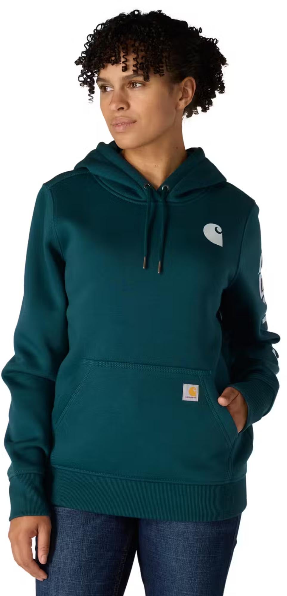 Carhartt Clarksburg Logo Sweat à capuche pour dames Vert/bleu S Figure 2