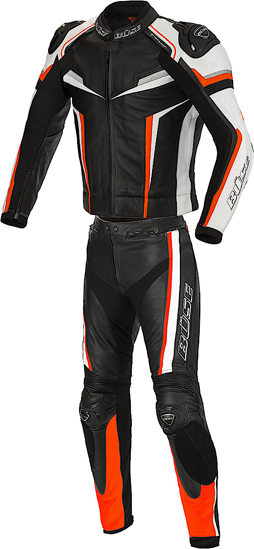 Büse Mille Two Piece Motorcycle Leather Suit black/orange/white 60 Figure 1