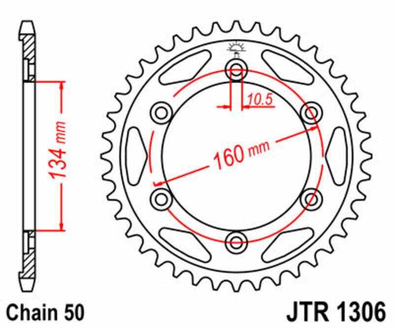 JT链轮 标准钢表冠 1306 - 530 图1