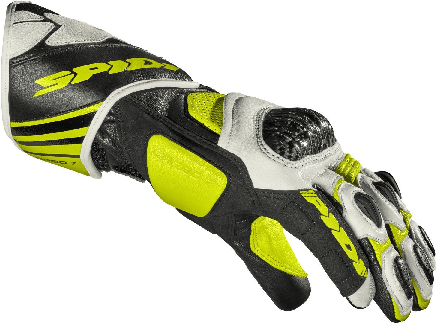 Spidi Carbo 7 Motorcycle Gloves black/white/neon-yellow M Figure 2