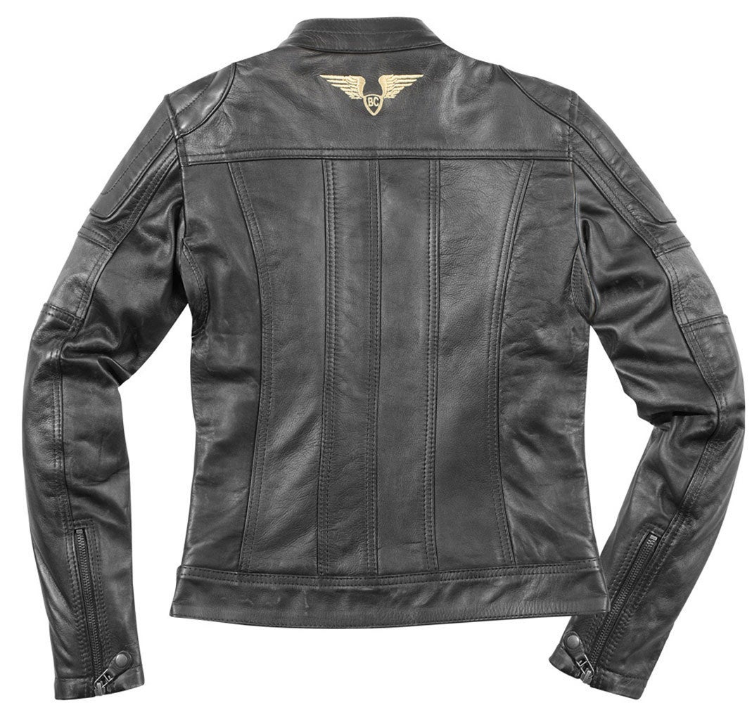 Side view of Black-Cafe London Shona II Ladies Motorcycle Leather Jacket